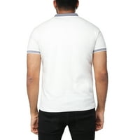 Ray Muški tanak atletski fit kratkih rukava Performance Stretch Pamučna polo majica, bijela crna, srednja