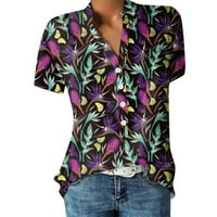 Majice s kratkim rukavima za žene za žene Ljetne cvjetne bluze za žene Business casual majica Blusas de Moda