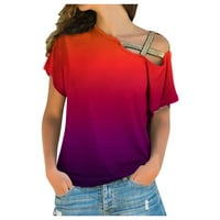 Jedno rame s majica kratkih rukava Žene Criss Cross Distribucija na ramena Tors Tie Dye Bluza Obojeni