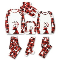 Muškarci Tata Božićni jeleni Plaid Print Obiteljski podudaranje dugih rukava + hlače set