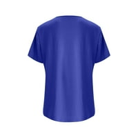 Bazyrey ženska bluza Ženska labava fit V-izrez Čvrsta boja casual okrugla vrata kratkih rukava Top plavi