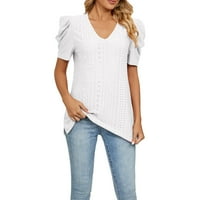 Majice kali_store za žene Ženske košulje kratkih rukava ovratni na vrhu labave ležerne tuničke bluze