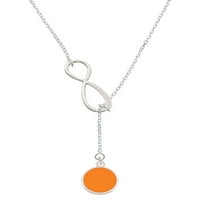 Delight nakit silvertone Mali narančasti emajl disk srebrni ton Elegantna beskonačnost Lariat ogrlica