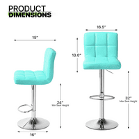 Magshion Modern Square FAU kože Podesive šipke sa leđima, set od 2, okretna stolica za kontra visine,
