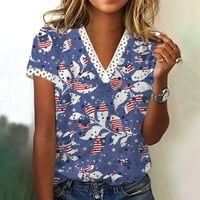 Aufmer Cleariance Basic majice modne dame Ljeto V-izrez čipkasti patchwork kratkih rukava casual top