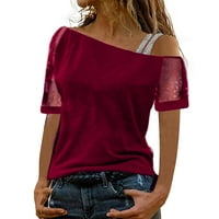 Baccon ženski vrhovi žene čvrsto od ramena vrhovi sjajnih kratkih rukava bluza s kratkim rukavima majice