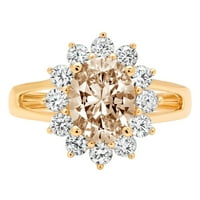 2.72ct ovalni šampanjac simulirani dijamant 18k žuti zlatni angažman halo prstena veličine 4