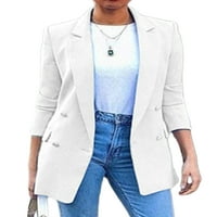 Paille žene poslovne jakne dugih rukava Blazer rever vrat Cardigan jakna casual ured Blazers bijeli