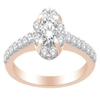 Vjenčani prsten za angažman klastera u 14k ružičastog zlata sa CT bijelim prirodnim dijamantima sa veličinom