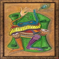 Egzotična Indija Krišna napravljena od muzičkog instrumenta - akrilsko slikanje na platnu - izvođač: garima