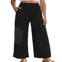 Beiwei Ženske pantalone Visoke hlače sa strukom Jednobojno palazzo pant vrećice dame širokoga noga labava