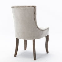 Ultra bočna blagovaonica, stolice zadebljane tkanine s neutralno toniranim nogama od punog drveta, brončano glava za nokte, set od 2, bež