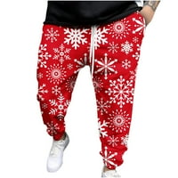 Ležerne prilike za snijeg JOGGERS Sportske vježbe hlače za trčanje božićnih dukseva za muškarce lagane muške jogger hlače s džepovima crveno male