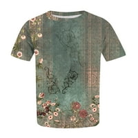 Yyeselk prevelike majice za žene Slobodne kratke rukave Okrugli vrat Ugodne bluze Modni lijepi cvjetni
