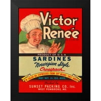 Retrolabel Crni moderni uokvireni muzej Art Print pod nazivom - Victor Renee Sardines