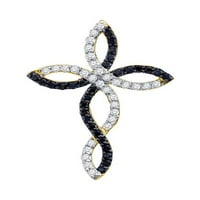 Jewels 10kt Yellow Gold Women okrugli crni Boja Poboljšani Diamond Woven Infinity Cross Privjesak CTTW