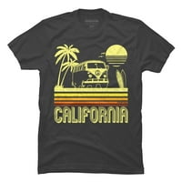 Vintage California Surf Autobus Muški ugljen Grani grafički tee - Dizajn ljudi M
