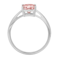 2.0ct smaragdni rez ružičasti simulirani dijamant 18k bijelo zlato graviranje izjava godišnjica angažovanog
