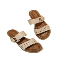 Welliumiy Womens Sliss na ravnim sandalama Ljeto slajd sandale hoda cipele unutarnje vanjske komforne plaže bež 8