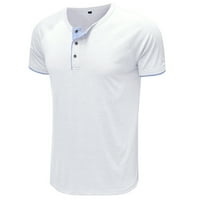 PXIAKGY T majice za muškarce muške casual modne gornje majice okrugli vrat sa bluzom gumba Čvrsta raglan
