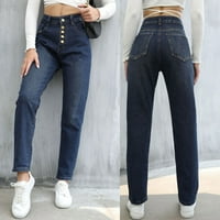 HHEI_K Ženske casual pantalone Slim Fashion Pet tipka Jeans Hlače Jeans Britanske svjetske dukseve žene