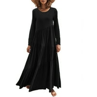 Izrez s dugim rukavima Čvrsta labava plaža Crne plažne haljine za žene Ležerne prilike ljetne djeveruše