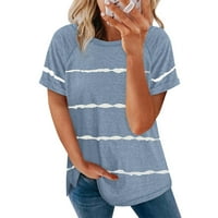 Ženske vrhove Crew Crt Striped bluza Ležerne prilike za žene Ljetne majice kratkih rukava Plava M