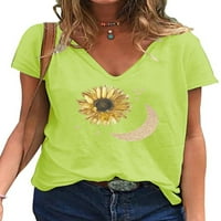 Pfysire Women V izrez Torggy majica Sunflower Print Top casual bluza žuta 2xl