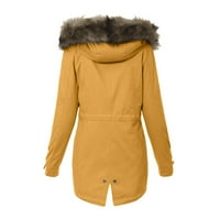 Dyfzdhu Plus Veličina zimski kaput ženski pahuljasti ovratnik dugih rukava podstavljena jakna toplo