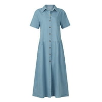 Haljine za žene plus veličine ženski čišćenje A-line V-izrez kratki rukav na krutu sredine ljeto Fit
