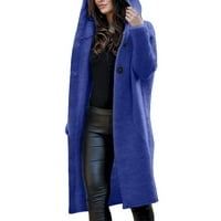 Miayilima ženska jakna kaputi casual vrhovi jakne kaputi za žene zimski pad dugih rukava pleteni kaput plavi xxl