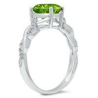 2.1ct srce zeleni prirodni prirodni peridot 18k Bijelo zlato Graviranje Izjava bridalne godišnjice Angažovanje vjenčanog prstena veličine 9,75