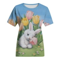 Ženske uskršnje košulje Rabbit Uskršnja jaja Grafički kratki rukav Slatka majica Crew Crt Crt Letment