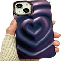 IPhone Love Heart futrola, moda slatka meka silikonska ljubičasta 3D srčana voda Ripple Bling Glitter