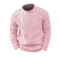Muški džemper sa dugim rukavima Modna casual crew izrez košulja Udobna kuća za odmor Pink, XL