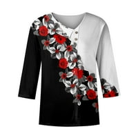 Dukseri Bazyrey za žene u obliku dugih rukava cvjetni ispis labavi bluze okrugli vrat casual bluze crne m