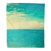Bacanje pokrivača toplo ugodno print flanel plavo ljeto retro plaža zelena neba dnevna tirkizna udobna