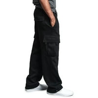 Hgsbede muški izvlačenje elastičnog struka džepnih pantalona u boji u boji labavi pokret