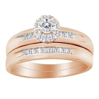 Okrugli rezani bijeli prirodni dijamantni zvjezdani prsten za uključivanje u 10k ružičasto zlatne prstene veličine-7