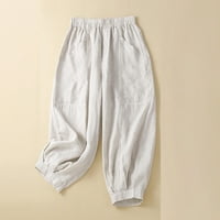 Ženske pamučne posteljine pantalone Lagane pantalone Ležerne prilike ljeto Capris Loot Fit Prosisački