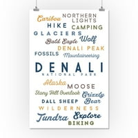 Nacionalni park Denali, Aljaska - tipografija - umjetničko djelo u vezi sa fenjerom