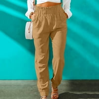Ženske hlače odolijevanje modne žene Ljeto casual labavo pamuk i posteljina džepa Solid pantalone hlače