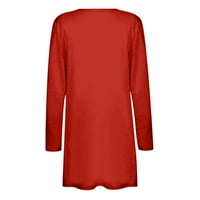 Žene otvorene prednje tuke Čvrsti kardigani V majice dugih rukava s džepom vrhovi šik kardigan crveni