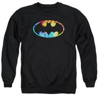 Batman & Tie Dye Batman Logo Dugih rukava za odrasle Crewneck Duksev, Crna - Medium