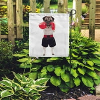 Super stojeći pug pas boksera za pljušanje crvene bokserne rukavice bašte zastava zastava ukrasna zastava