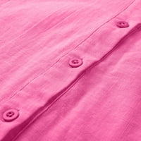 Ženski vrhovi Dužina lakta puna bluza Casual Women Ljeto V-izrez T-majice Tuničke majice Pink 8xl