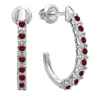 DazzlingRock kolekcija okrugla crvena dijamantna fancy J oblikuje klasične minđuše za obrub za žene