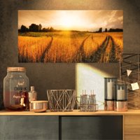 Art DesimanArt - pšenično polje na zalasku sunca Panorama Photo Platno Art Print In. Široko u. Visok