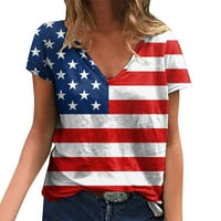 USA Flag 4. srpnja Dnevne majice za neovisnost za žene Loose Fit Graphic Print Daily V Rezervoar za