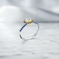 GEM kamen kralj 10k bijeli zlatni prsten sa žutim zlatnim zupčanicima set sa zauvijek klasičnim krugom